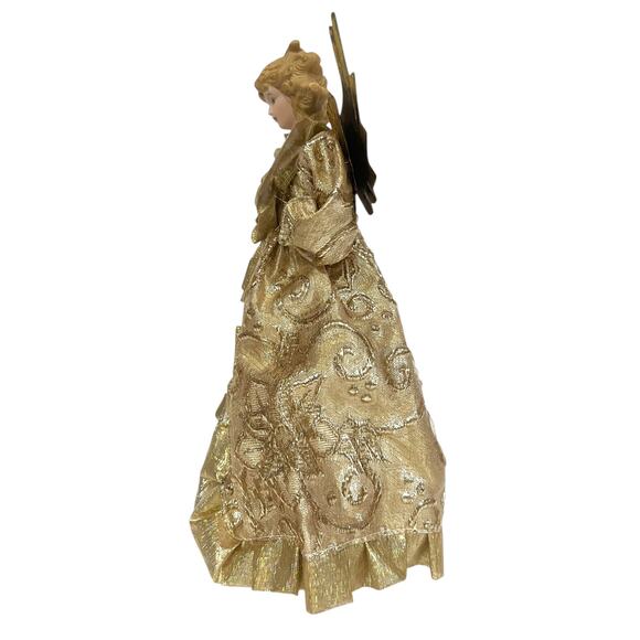 Gold Angel Tree Topper with Metal Wings Holiday Christmas Decor 12” - Picture 6 of 8